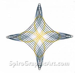 4-pointed Spirograph design using Ring 144/96 and Wheel 72