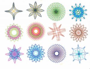 A dozen spirograph designs from SpirographicArt.com