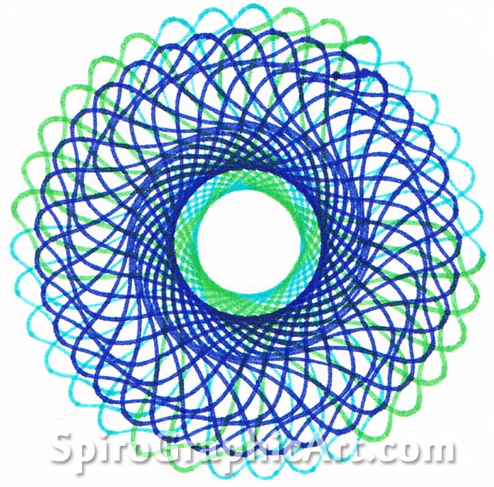 Triangle wheel, Ring 150/105, holes 3 (green, turquoise) and 6 (dark blue)